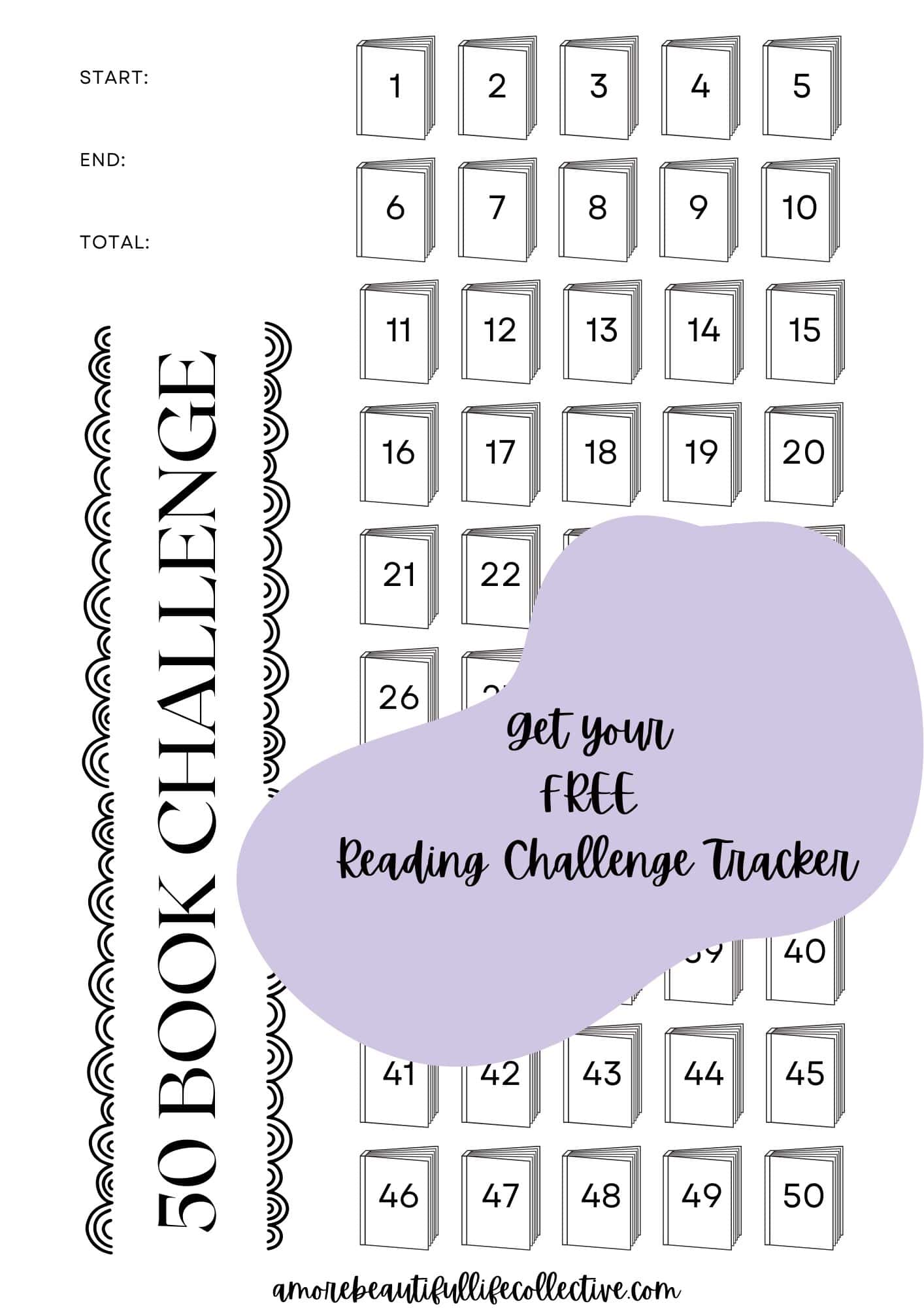 50 Book Reading Challenge | FREE Coloring Tracker