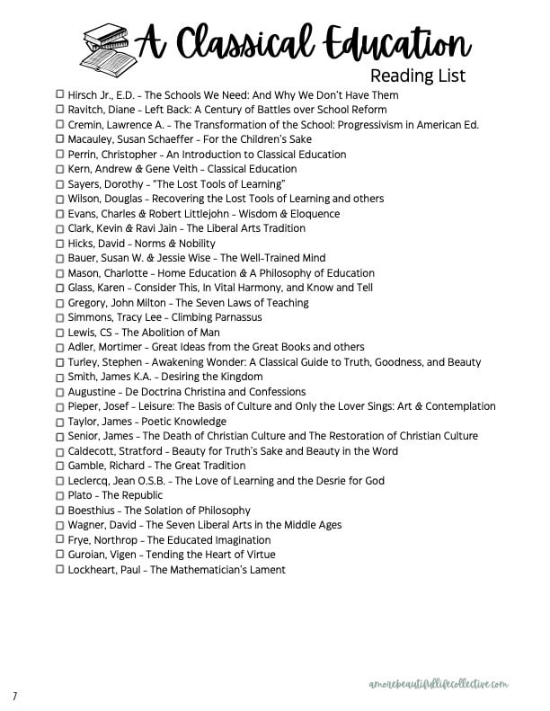 A Classical Education Reading List | Classical Education Books