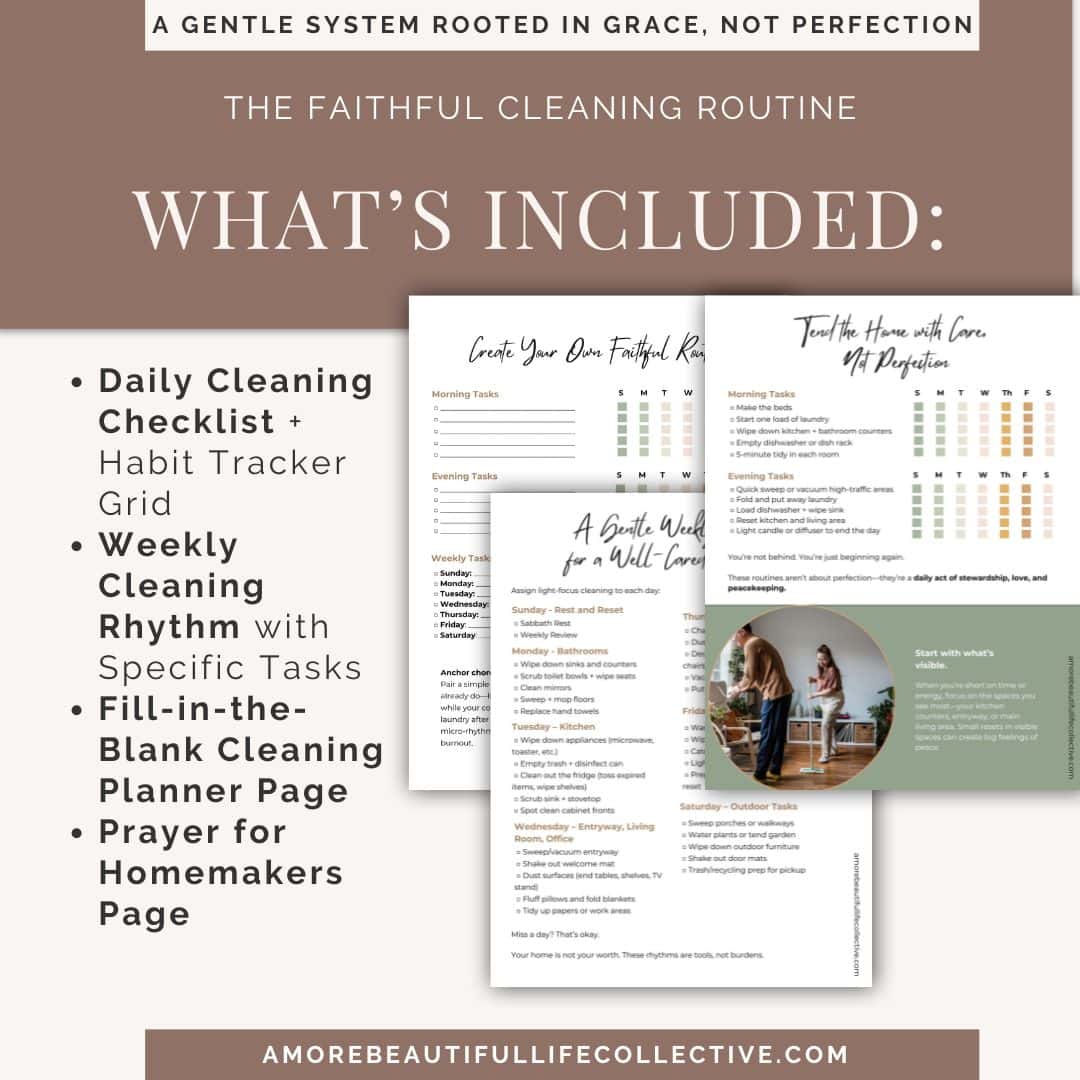 Cleaning Checklists for Daily & Weekly Routines | Faith-Based Home Organization Printable | 5-Page PDF with Habit Tracker & Prayer - Image 2