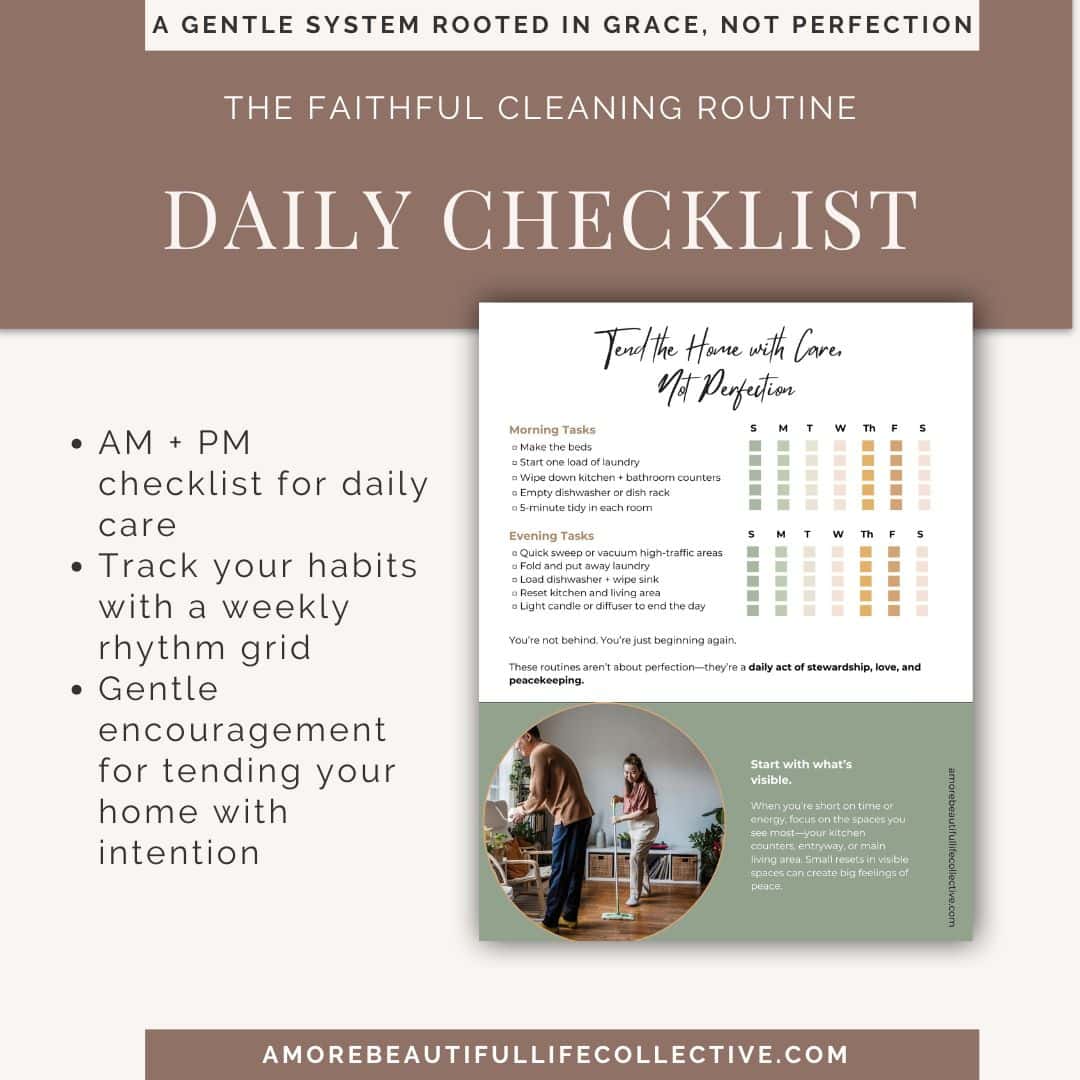Cleaning Checklists for Daily & Weekly Routines | Faith-Based Home Organization Printable | 5-Page PDF with Habit Tracker & Prayer - Image 3