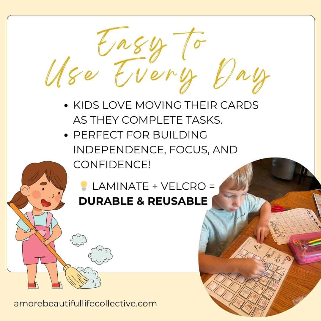 “I Can Do It!" Printable Kids Routine Chart with Moveable Task Cards (Preschool & Toddler Visual Schedule Printable) - Image 3