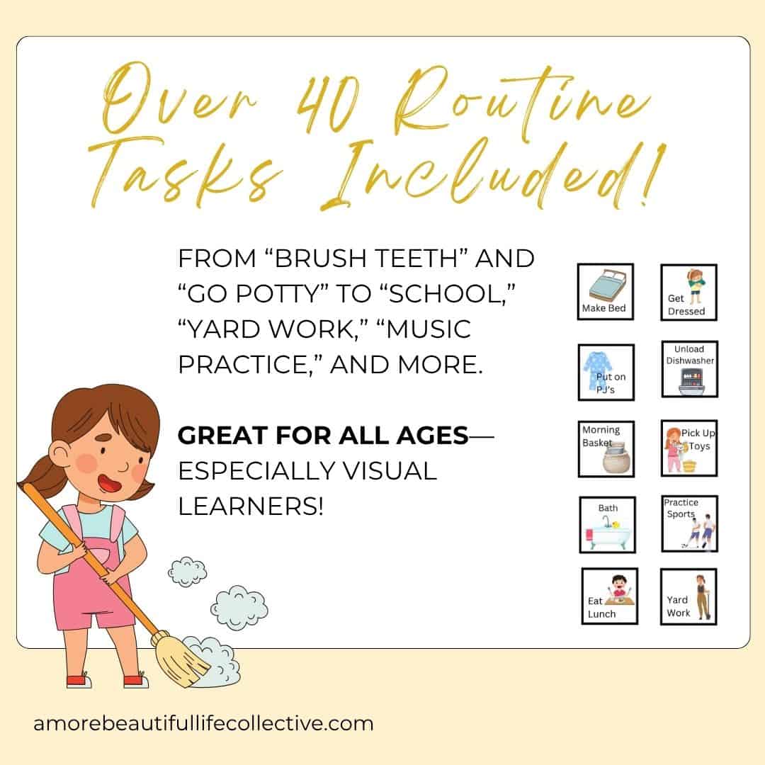 “I Can Do It!" Printable Kids Routine Chart with Moveable Task Cards (Preschool & Toddler Visual Schedule Printable) - Image 4