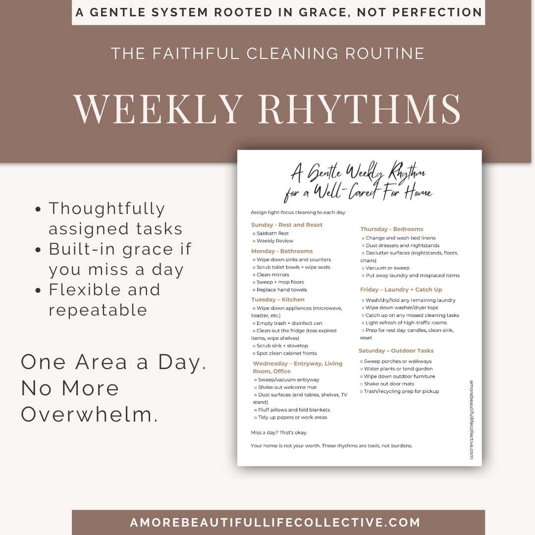 Cleaning Checklists for Daily & Weekly Routines | Faith-Based Home Organization Printable | 5-Page PDF with Habit Tracker & Prayer - Image 4