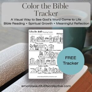 Color the Bible Tracker Printable – Bible Reading Tracker with Chapter Checklist & Illustrated Bookshelf (Portrait + Landscape Formats)